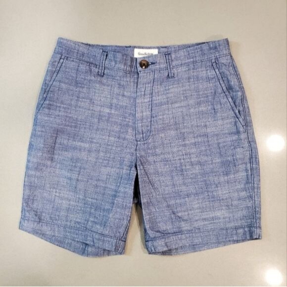 Goodiellow & Co Men's Chambray Linden Flat Front Shorts SIZE 28 - Picture 3 of 11